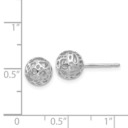 14k White Gold Medium Fancy Ball Post Earrings