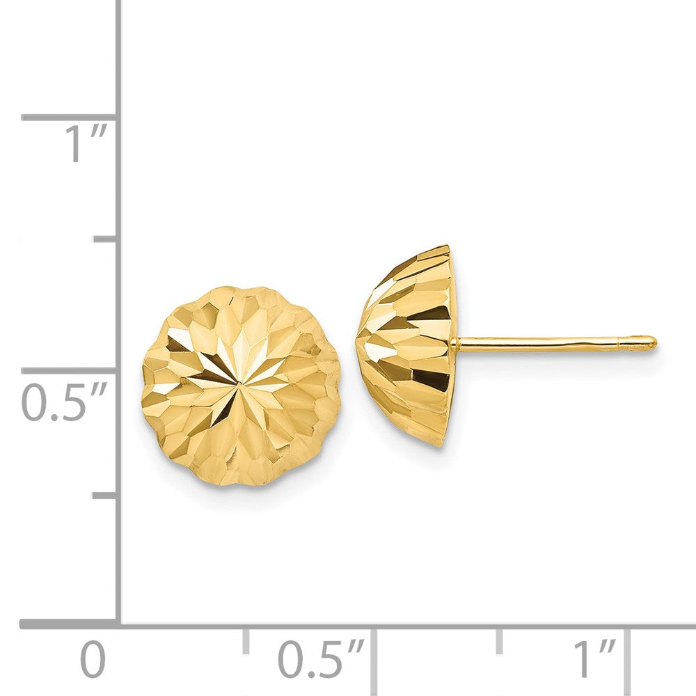 14k Yellow Gold Gold Diamond-cut 10mm Domed Post Earrings