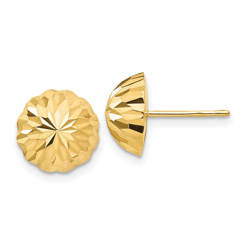 14k Yellow Gold Gold Diamond-cut 10mm Domed Post Earrings