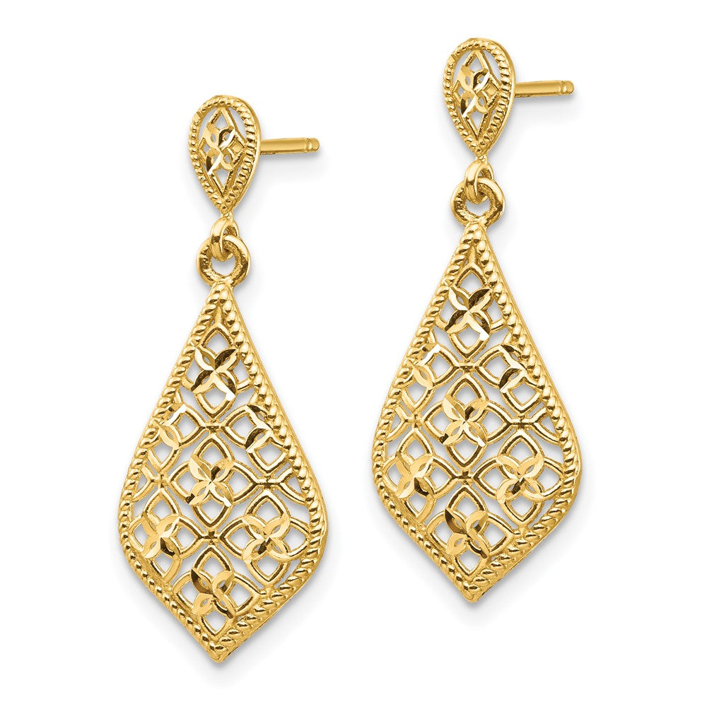 14k Yellow Gold Fancy Dangle Post Earrings