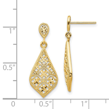 14k Yellow Gold Fancy Dangle Post Earrings