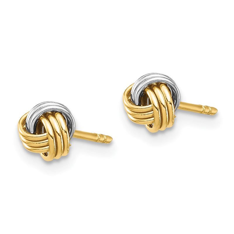 14k Yellow & Rhodium Gold White Rhodium Love Knot Post Earring