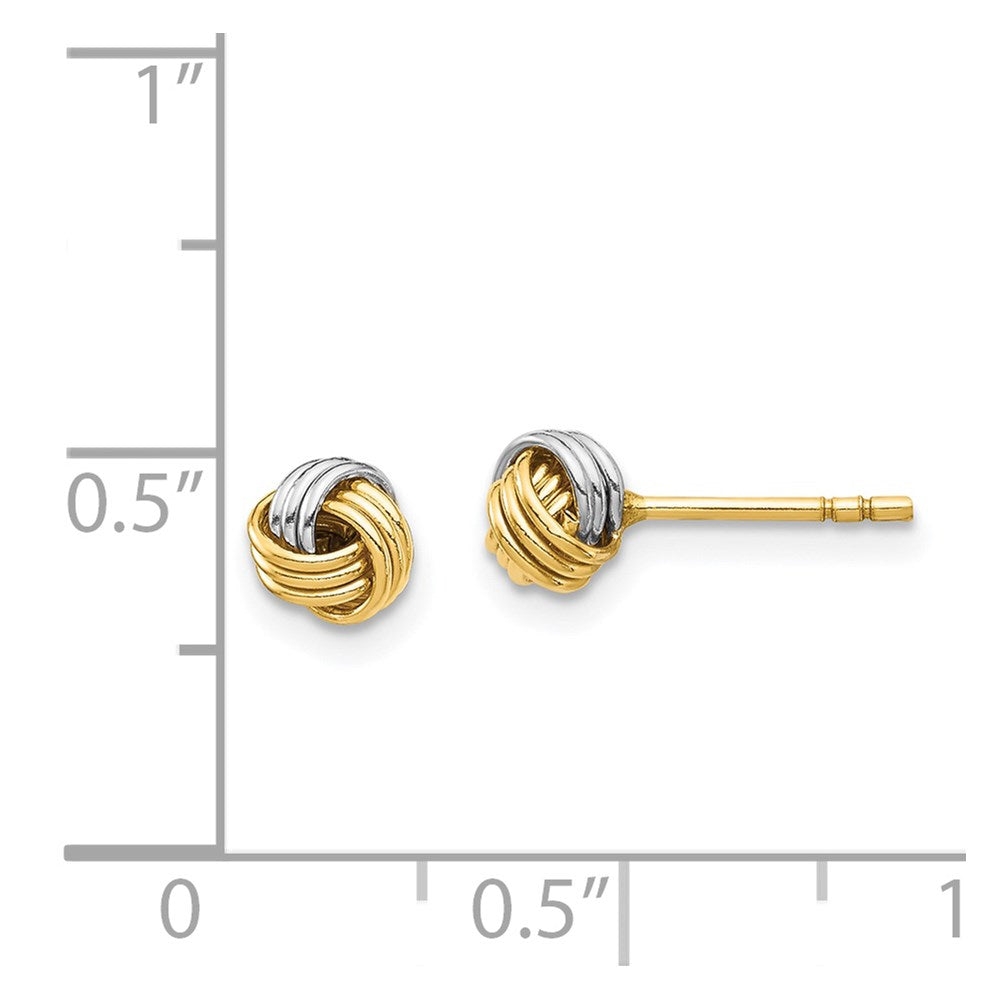 14k Yellow & Rhodium Gold White Rhodium Love Knot Post Earring