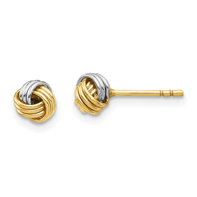 14k Yellow & Rhodium Gold White Rhodium Love Knot Post Earring