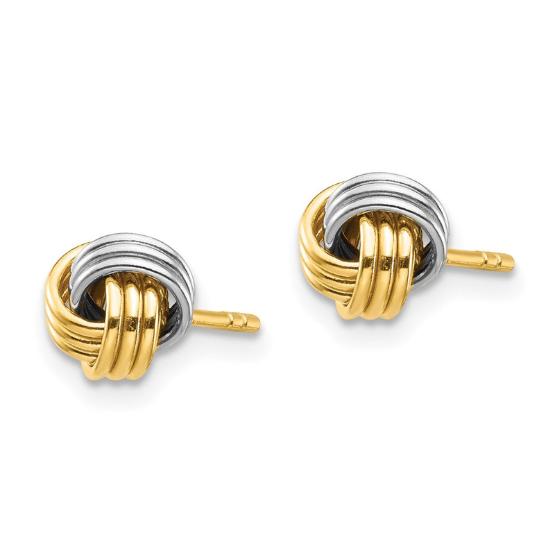 14k Yellow & Rhodium Gold White Rhodium Love Knot Post Earring