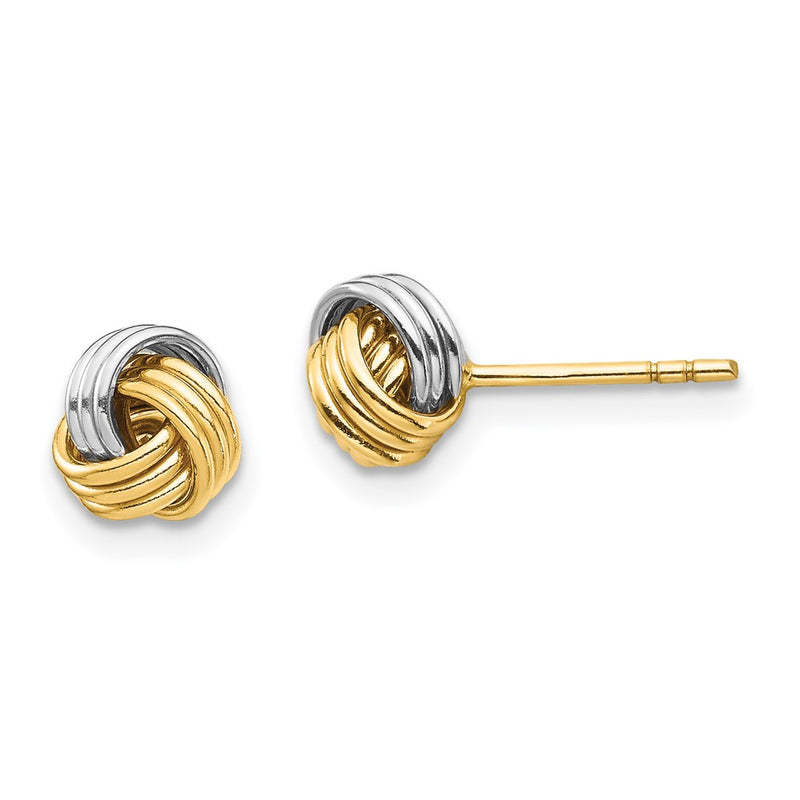 14k Yellow & Rhodium Gold White Rhodium Love Knot Post Earring
