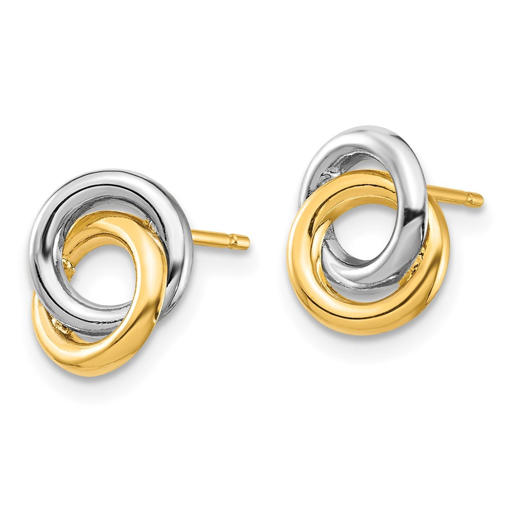 14k Yellow & Rhodium Gold & White Rhodium Circles Post Earrings