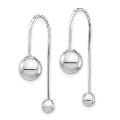14k White Gold Bead w/Screw End Threader Earrings