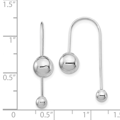 14k White Gold Bead w/Screw End Threader Earrings