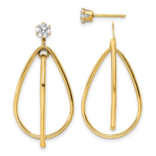 14k Yellow Gold Earring Jackets w/Surgical Stainless Steel CZ Stud Earrings