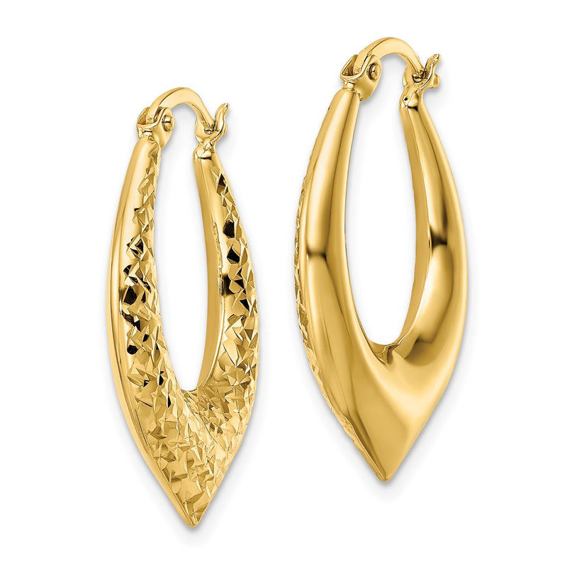 14k Yellow Gold D/C Hoop Earring