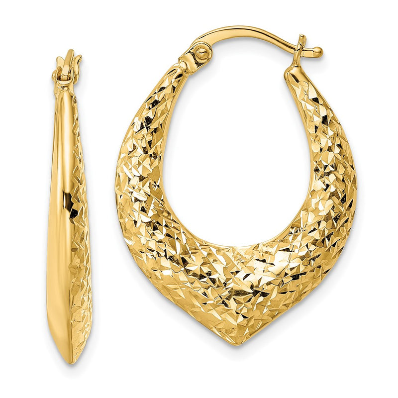 14k Yellow Gold D/C Hoop Earring