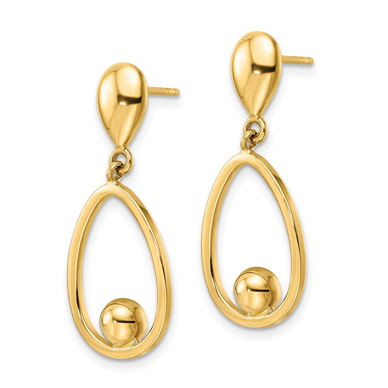 14k Yellow Gold Polished Teardrop Dangle Post Earrings