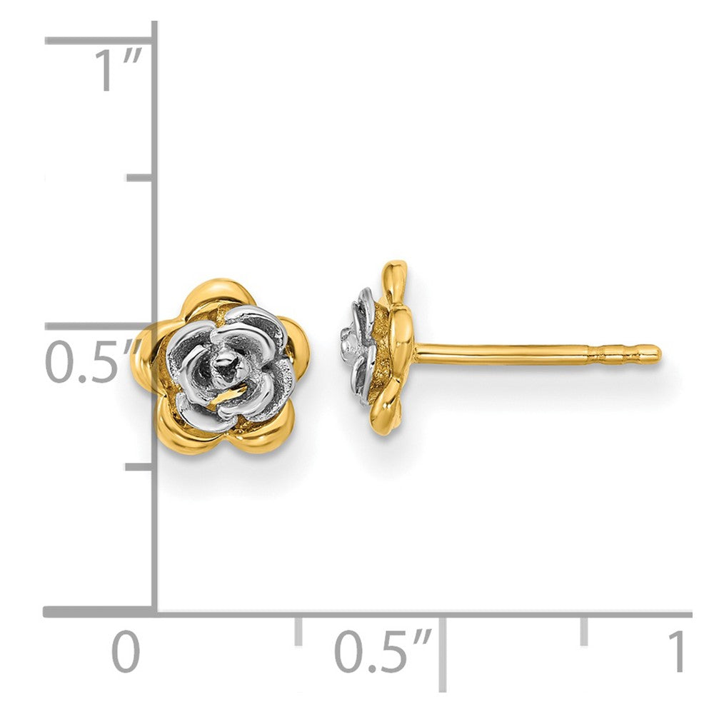 14k Two-tone Gold Flower Post Earrings