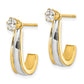 14k Yellow & Rhodium Gold & Rhodium J-Hoop with CZ Stud Earring Jackets