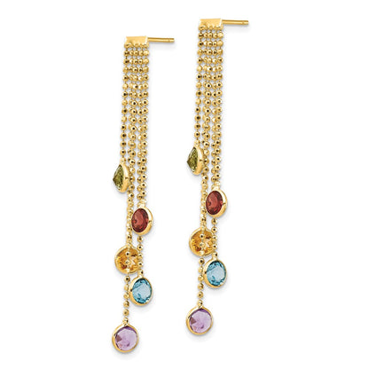 14k Multi-colored Gemstone Dangle Earrings