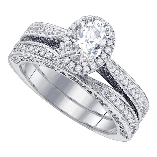 1  1/2CTW-Diamond 3/4CT-OVAL BRIDAL SET