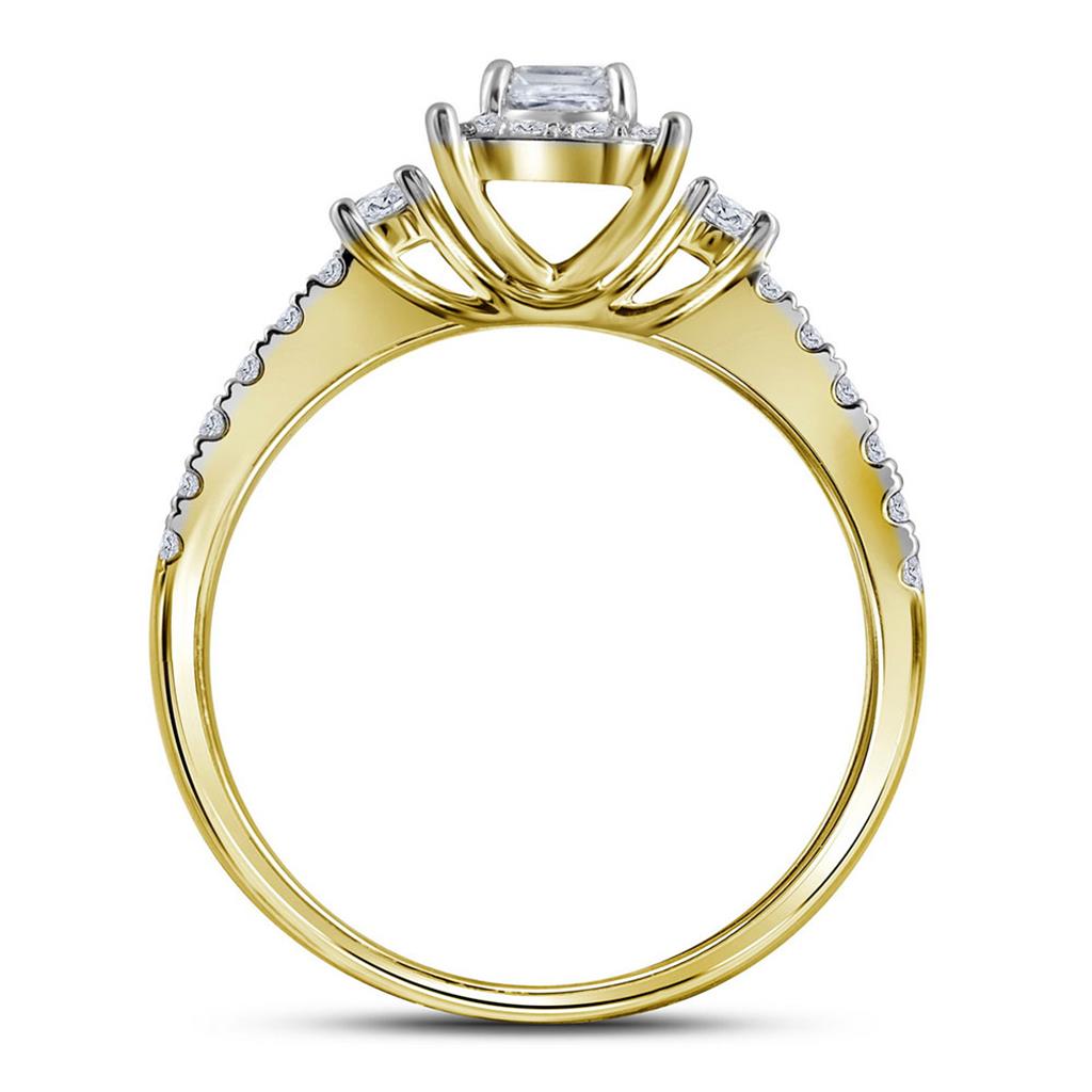 14k Yellow Gold Princess Diamond Bridal Wedding Ring Set 7/8 Cttw (Certified)