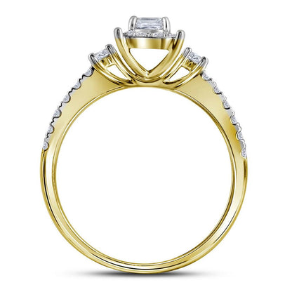 14k Yellow Gold Princess Diamond Bridal Wedding Ring Set 7/8 Cttw (Certified)