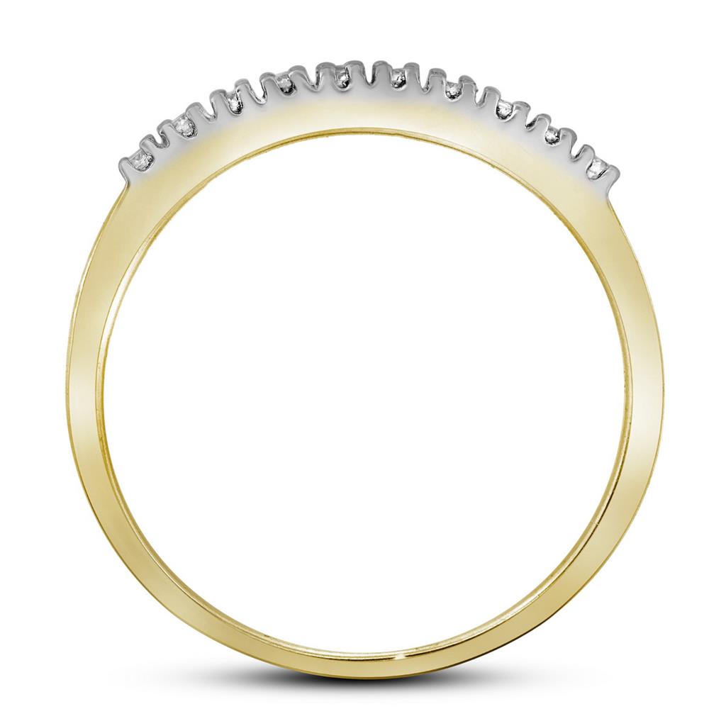 10k Yellow Gold Round Diamond Square Halo Bridal Wedding Ring Set 1/3 Cttw