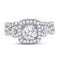 14k White Gold Round Diamond Halo Bridal Wedding Ring Set 1-3/4 Cttw (Certified)
