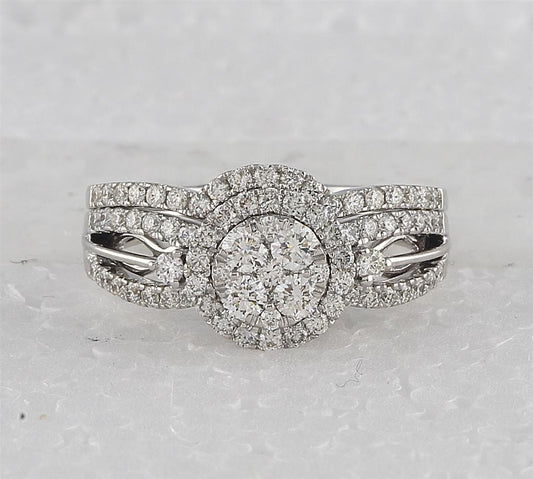 14k White Gold Diamond Bridal Wedding Ring Set 1 Cttw