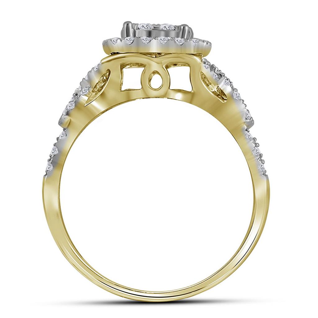 14k Yellow Gold Round Diamond Bridal Wedding Ring Set 1 Cttw