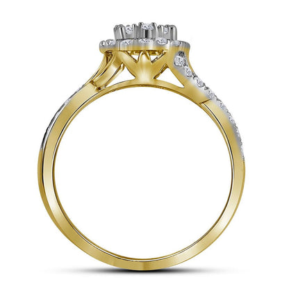 14k Yellow Gold Round Diamond Bridal Wedding Ring Set 1 Cttw