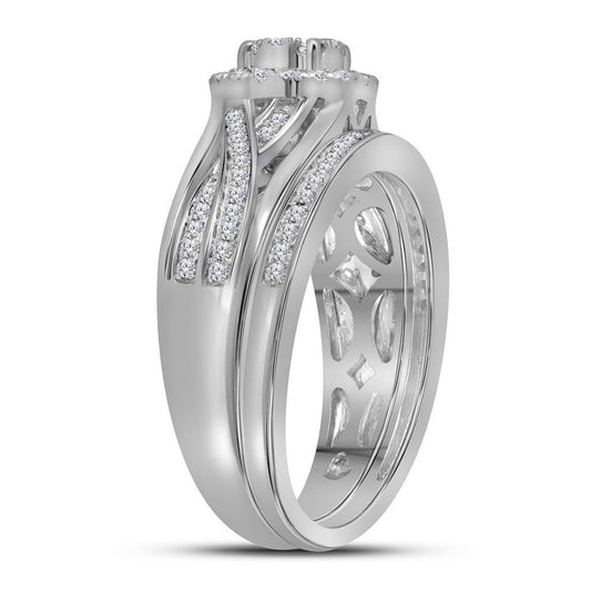 14k White Gold Diamond Bridal Wedding Ring Set 1/2 Cttw