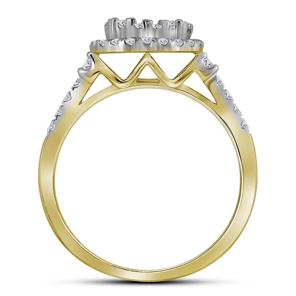 14k Yellow Gold Round Diamond Bridal Wedding Ring Set 1 Cttw