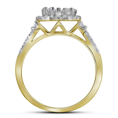 14k Yellow Gold Round Diamond Bridal Wedding Ring Set 1 Cttw