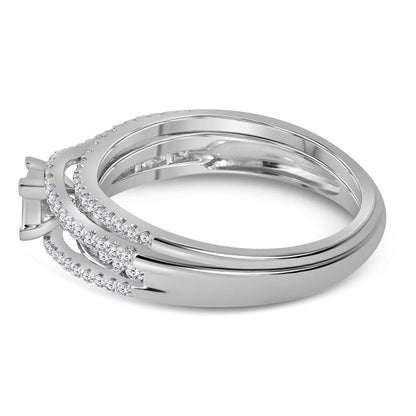 14k White Gold Princess Diamond Bridal Wedding Ring Set 1/2 Cttw