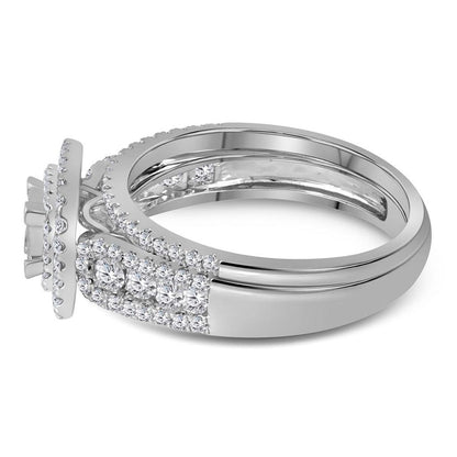 14k White Gold Princess Diamond Bridal Wedding Ring Set 1 Cttw