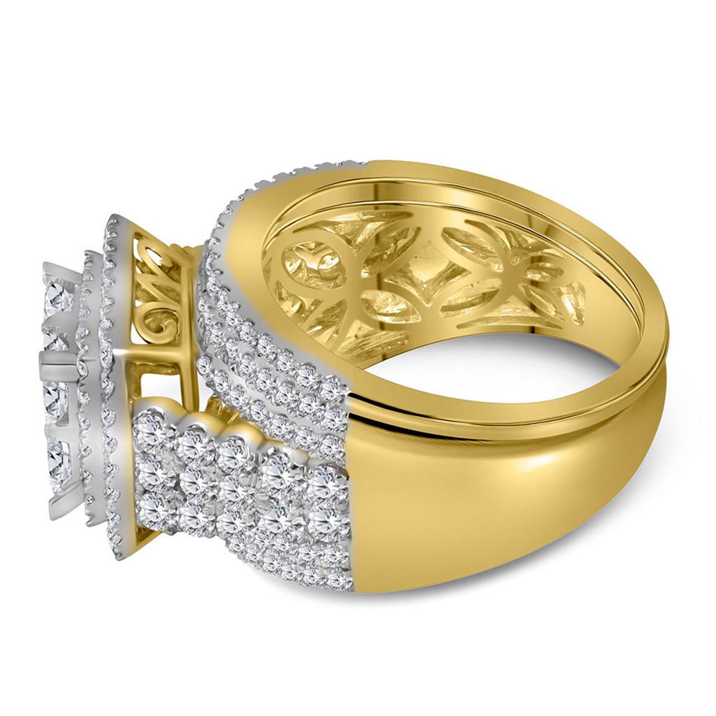 14k Yellow Gold Princess Diamond Halo Bridal Wedding Ring Set 3 Cttw