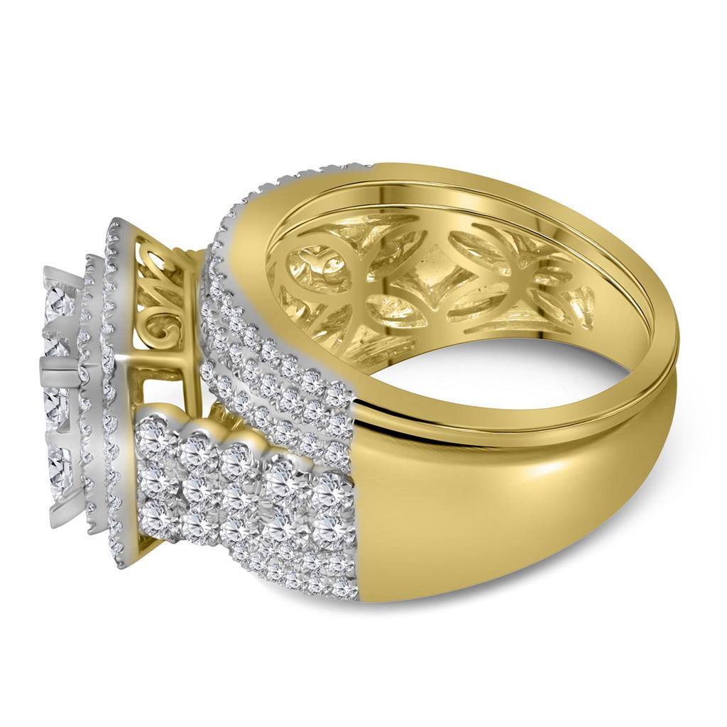 14k Yellow Gold Princess Diamond Halo Bridal Wedding Ring Set 3 Cttw