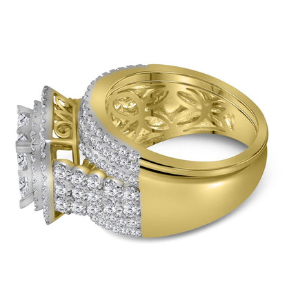 14k Yellow Gold Princess Diamond Halo Bridal Wedding Ring Set 3 Cttw