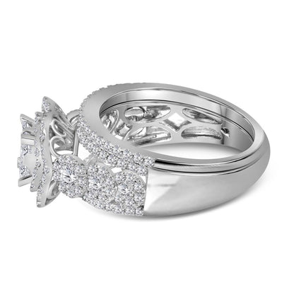 14k White Gold Princess Diamond Bridal Wedding Ring Set 1-3/4 Cttw