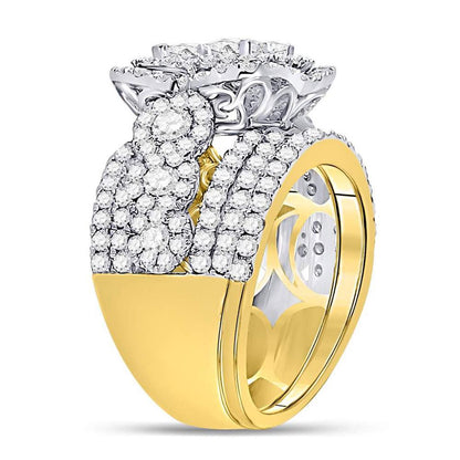 14k Yellow Gold Princess Diamond Bridal Wedding Ring Set 4 Cttw