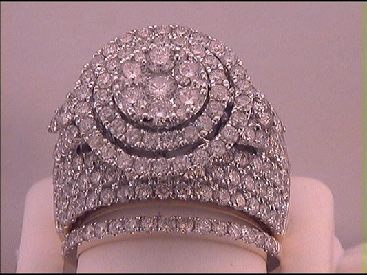 14k Yellow Gold Round Diamond Cluster Bridal Wedding Ring Set 4 Cttw