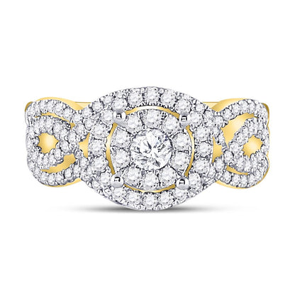 14k Yellow Gold Round Diamond 3-Piece Bridal Wedding Ring Set 1 Cttw