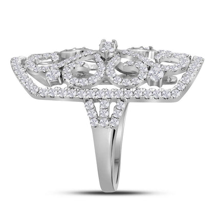 14k White Gold Round Diamond Vintage-style Knuckle Band Ring 1-5/8 Cttw