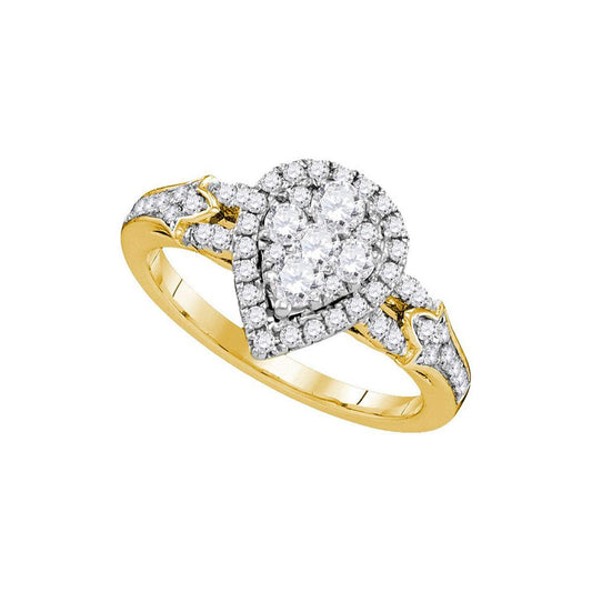 14k Yellow Gold Round Diamond Teardrop Bridal Engagement Ring 3/4 Cttw