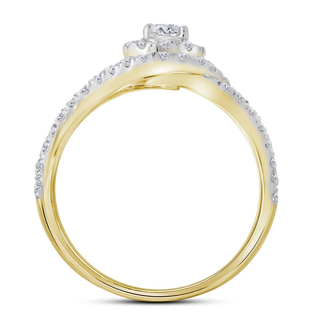 14k Yellow Gold Round Diamond Bridal Wedding Ring Set 1-1/4 Cttw (Certified)