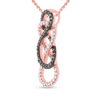 10k Rose Gold Brown Diamond Double Vertical Infinity Pendant 1/4 Cttw