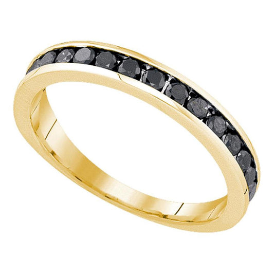 10k Yellow Gold Round Black Diamond Band Ring 1/2 Cttw