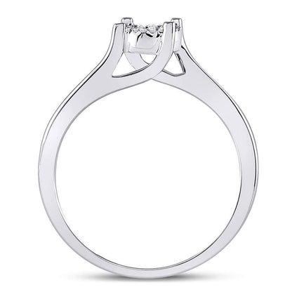 14k White Gold Round Diamond Cluster Bridal Engagement Ring 1/8 Cttw
