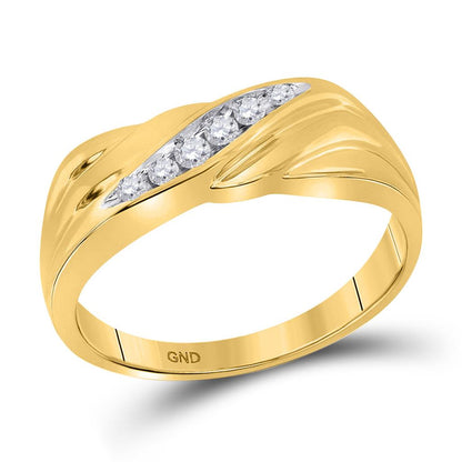10k Yellow Gold Round Diamond Single Row Wedding Band Ring 1/8 Cttw