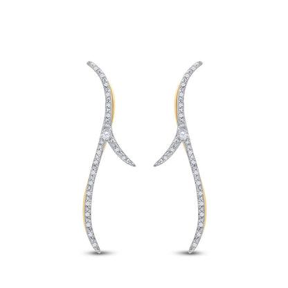 10k Yellow Gold Round Diamond Slender Climber Earrings 1/5 Cttw