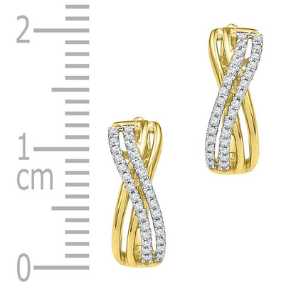 10k Yellow Gold Round Diamond Hoop Earrings 1/5 Cttw