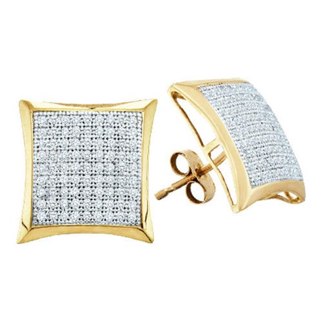 14k White Gold Round Diamond Square Earrings 1/10 Cttw